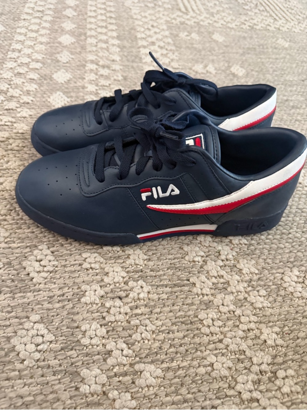 Fila Men's Navy Sneakers with Red & White Trim